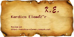Kardics Elemér névjegykártya